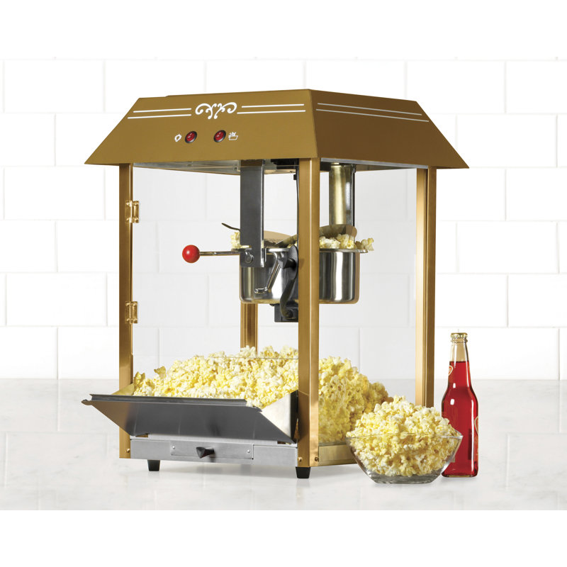 Vintage Red and Gold Hot Oil Popcorn Machine with Cart