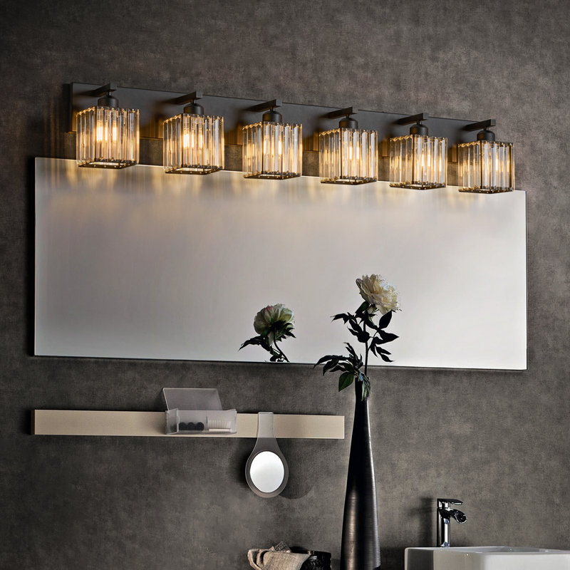 Lanceton Dimmable Vanity Light, Black, 6 Lights