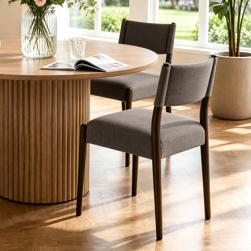 Ensemble de 2 chaises de salle à manger rembourrées sans accoudoirs, Café