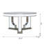 Table basse ronde 35,5 po x 35,5 po x 19 po avec motif floral élégant et finition miroir argentée