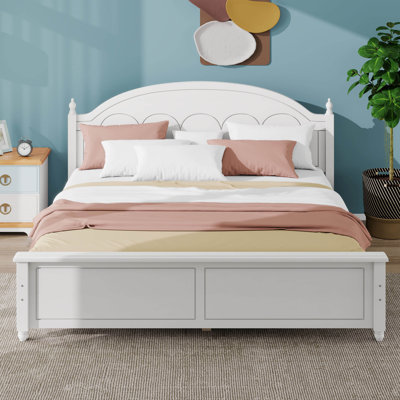King Size Wooden Bed Frame With Arched Headboard And Classic Design
