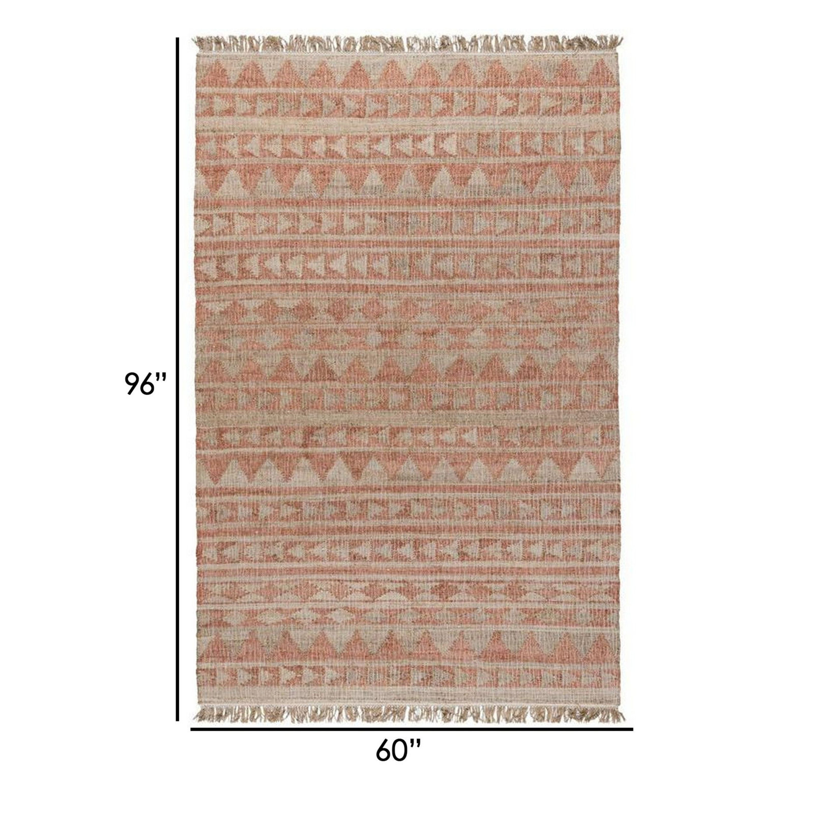 Walter Terracotta Natural Hand-Woven Geometric Rug, Rectangle 5' x 8'
