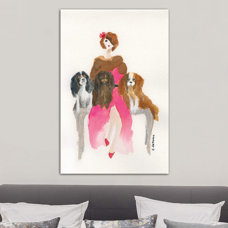 Cavalier Lady In Pink by Connie Collum - Wrapped Canvas Painting, 101.6 cm H x 66.04 cm W x 3.175 cm D