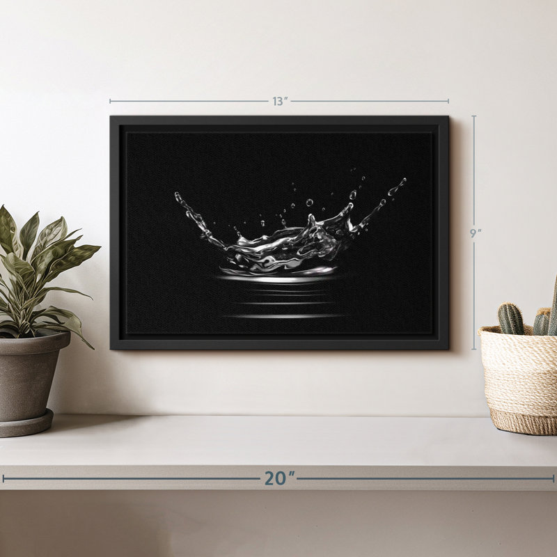 Nature "Art mural éclaboussure d'eau monochrome", H 9 po x l 13 po