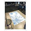 Tapis à motif tissé à motif floral rayé à thème bleu et tapis lavable-367587680