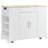 Fluted Kitchen Island with Trash Can Storage, Power Outlet & Internal Storage Rack (White)-129470458
