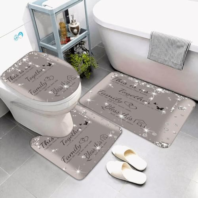 Ensemble de rideau de douche 4Pcs Family, Gris