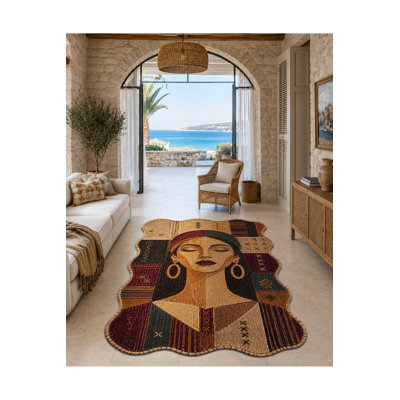 Tapis tissé à motif nautique vert Mosso