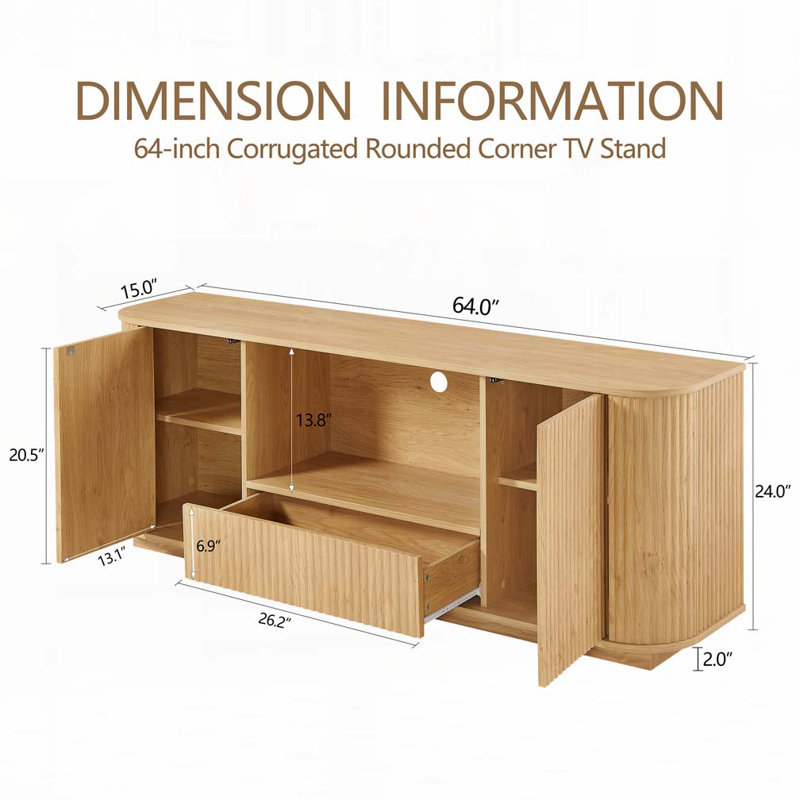 Curve Design Storage Cabinet, Natural