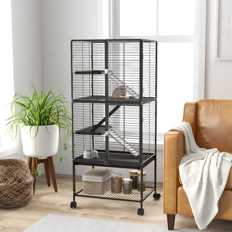 Ferret Cage 136cm Rolling Small Animal Cage with 3 Doors Storage Shelf