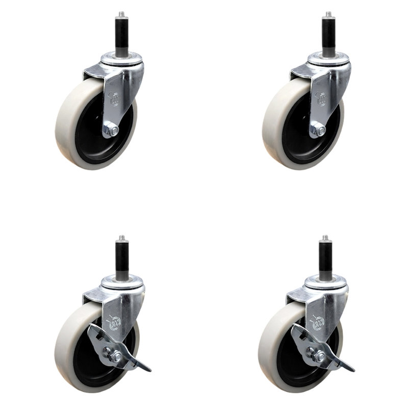 Ensemble de roulettes en plastique 4 pièces avec tige extensible et frein