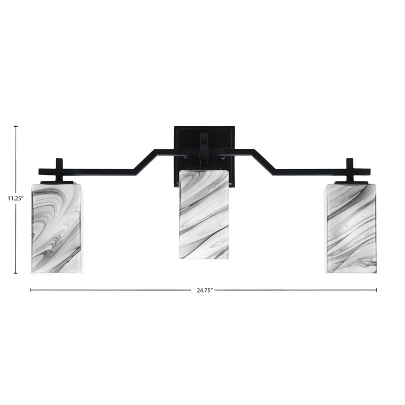 Barre d'éclairage de salle de bain 3 lumières Corbin, Noir mat