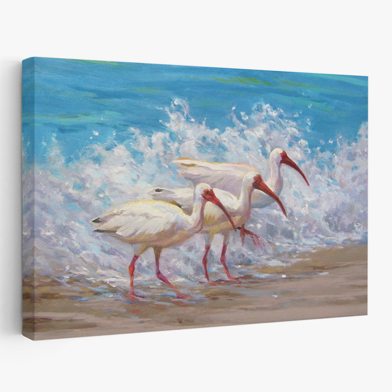 Surf, pêche, animaux, oiseaux, nature, art animalier, H 16 po x l 24 po