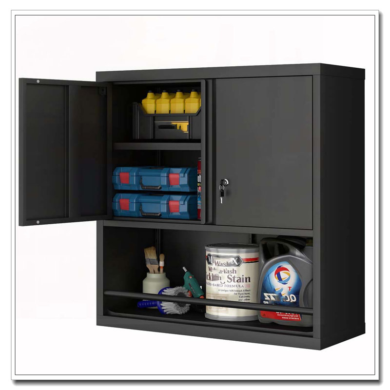 Armoire de rangement murale avec tablettes réglables, Noir