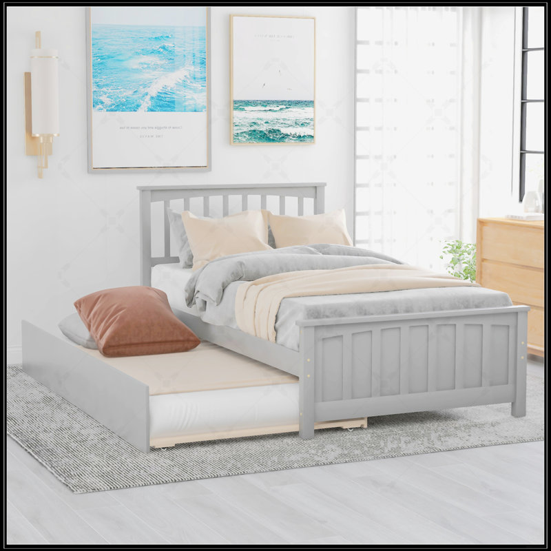 Lit plateforme simple avec lit gigogne, Gris