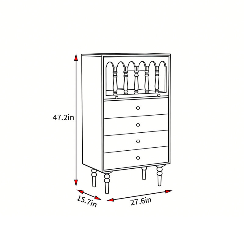 Armoire d'appoint de style rétro classique français, Noir / brun