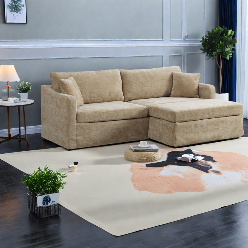 Large Sofas, Chenille 86 Inch Wood Frame, Modern Chaise for Home