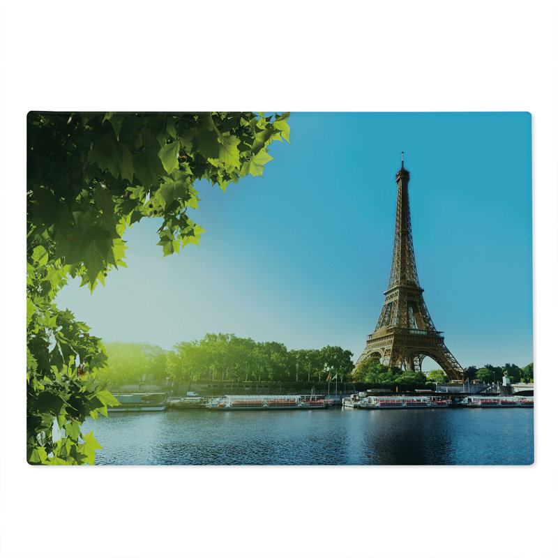 Planche à découper Ambesonne Paris grande journée ensoleillée Tour Eiffel bleu et vert