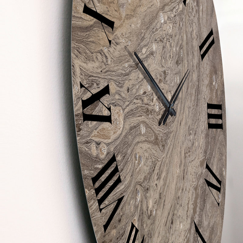 Horloge murale thème plage, horloge décorative à motif de sable - lignes courbes dans le sable, Moyenne