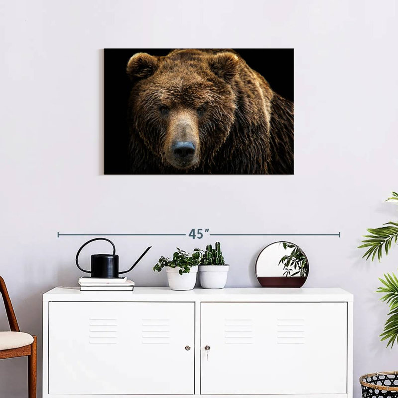 Ours brun extrême-oriental sur toile, H 30 po x l 20 po x P 1,25 po