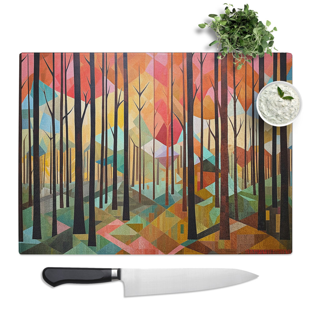 Forest Geometric No.2  Glass Chopping Board