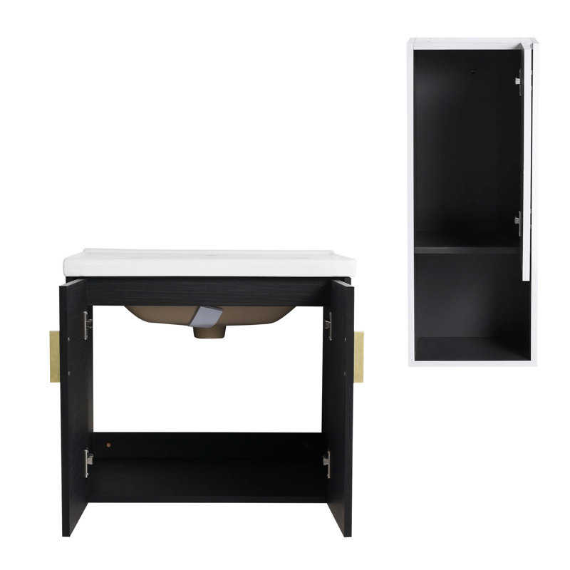 Meuble-lavabo mural polyvalent avec plusieurs composants fonctionnels, 24"