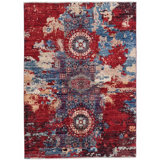 High-Quality Hand-Knotted Navy And Red Area Rug