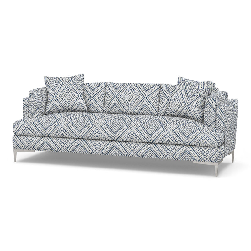 Aiden Upholstered 90.5'' Sofa, Polished Stainless, Perigold Iguazu Royal