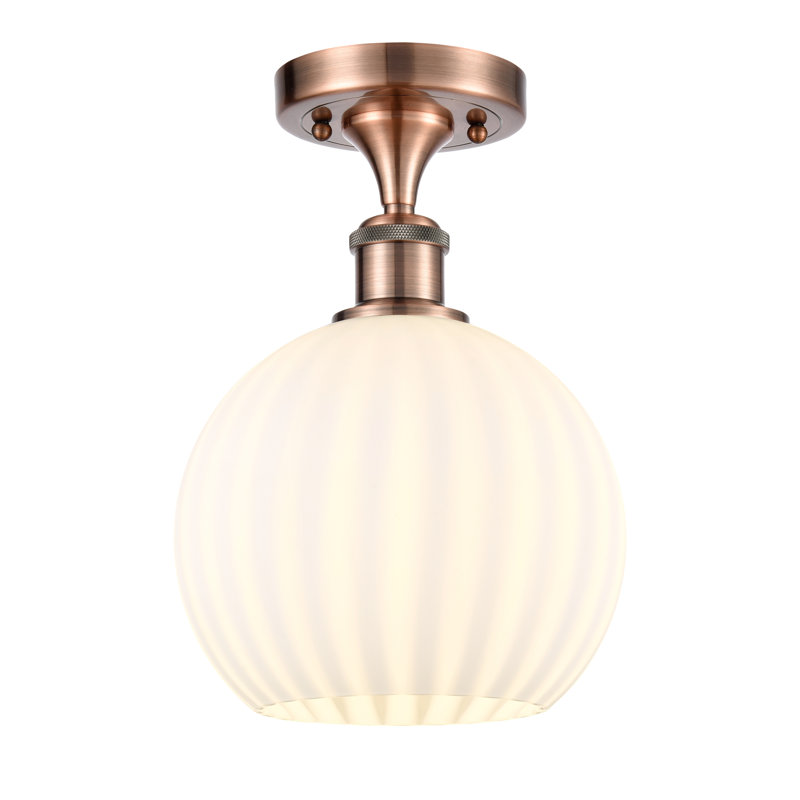Plafonnier semi-encastré 1 lumière Ballston - Adriao, H 11,25 po x l 8 po x P 8 po, Cuivre antique
