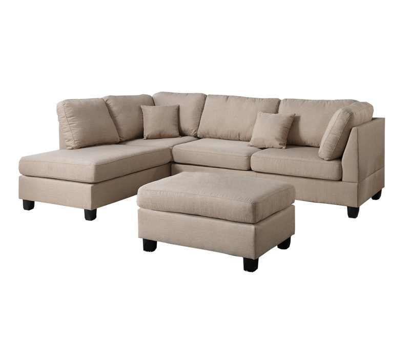 Upholstered L-Shaped Sectional Reversible, Sand