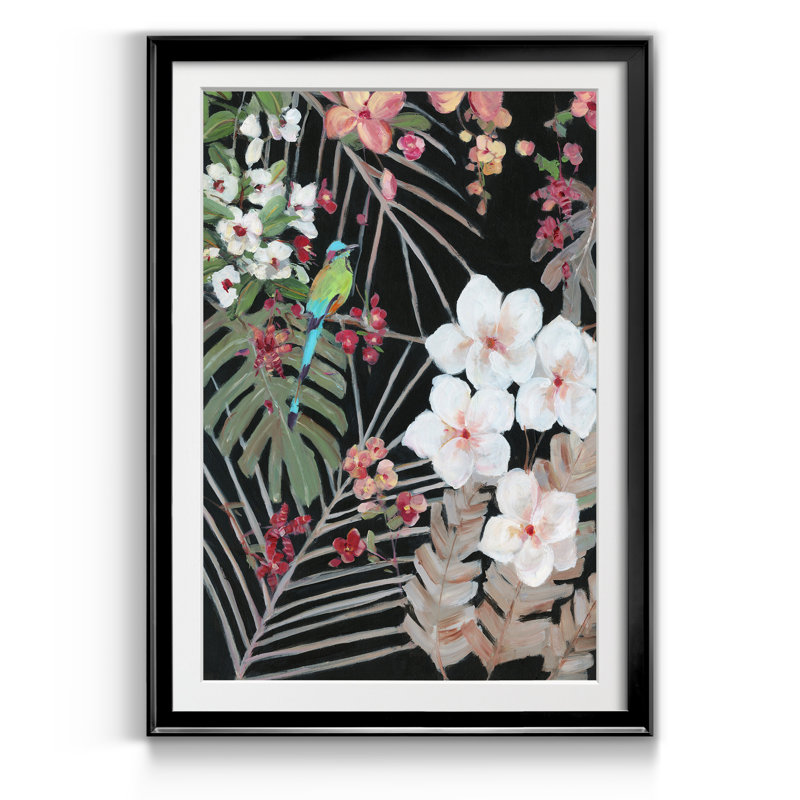 Tropical Midnight I - reproduction d'art sur papier encadré, H 22,5 po x l 30,5 po x P 1,5 po, Cadre noir