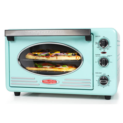Nostalgia Large-Capacity 0.7-Cu. Ft. Capacity Multi-Functioning Retro Convection Toaster Oven, Fits 12 Slices of Bread and Two 12-Inch Pizzas, Built In Timer, Includes Baking Pan, Wire Racks and Crumb Tray