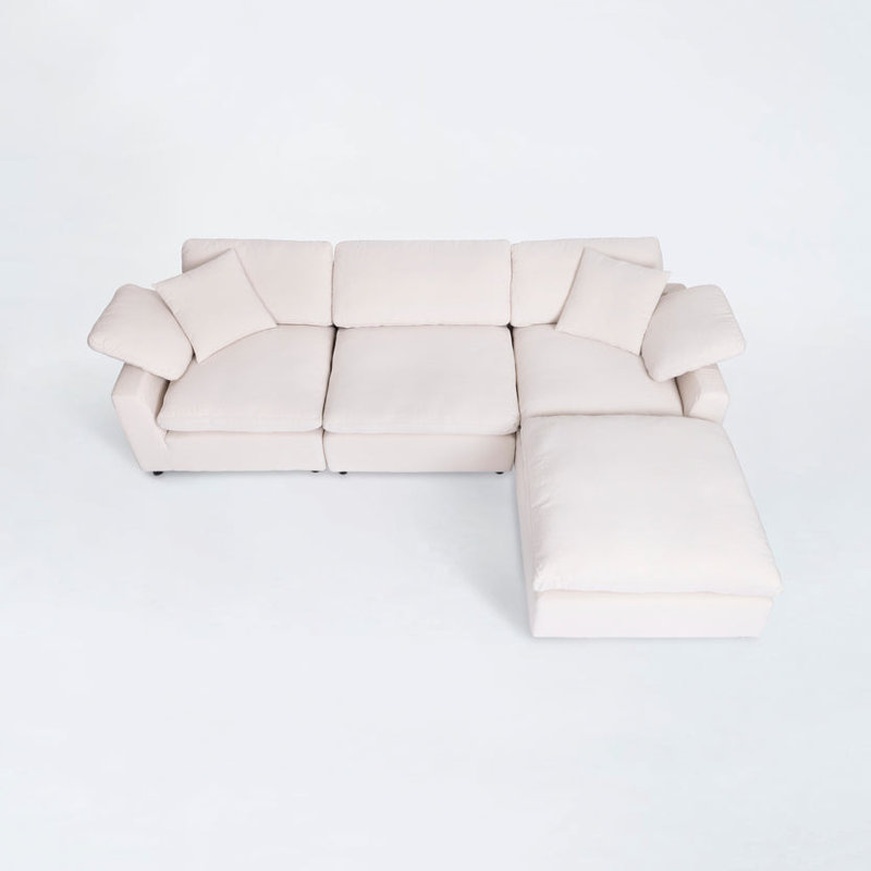 Canapé modulaire 4 pièces Donneshia, Mélange de lin beige