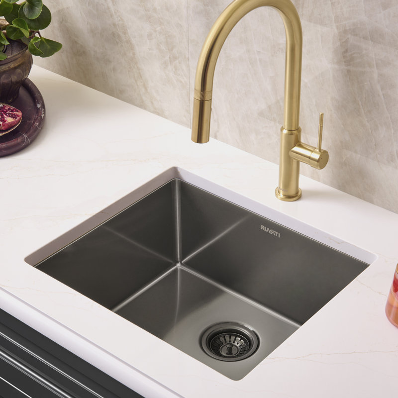 Ruvati 21-inch Stainless Steel Undermount Bar Prep Kitchen Sink, Gunmetal Black