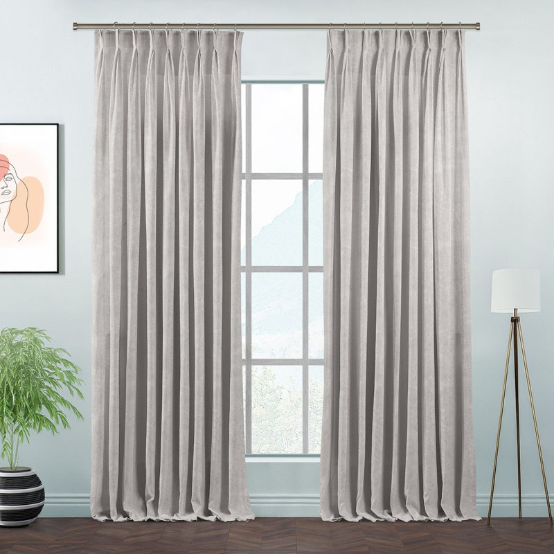 Room Darkening Single Curtain Panel, Pearl White, 190 W x 265 D cm