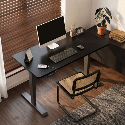 Bureau électrique Inbox Zero Ozia 55 po x 24 po avec contrôleur mémoire, noir DESK-AGH-4E2B-26