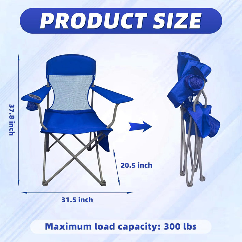 Lightweight Camping Chair For Adults, 300Lbs Capacity Foldable Portable Lawn Chair With Carry Bag, Outdoor Chair For Camping, Lawn, Beach & Travel