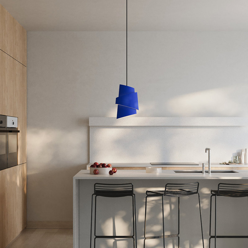 Croissant Pendant Light, Black, Cobalt