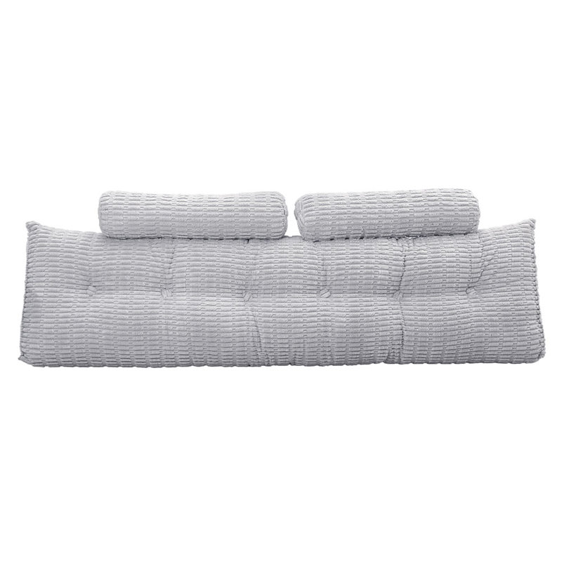 Cotton Grey Rectangular Backrest Back Cushion, Light Blue
