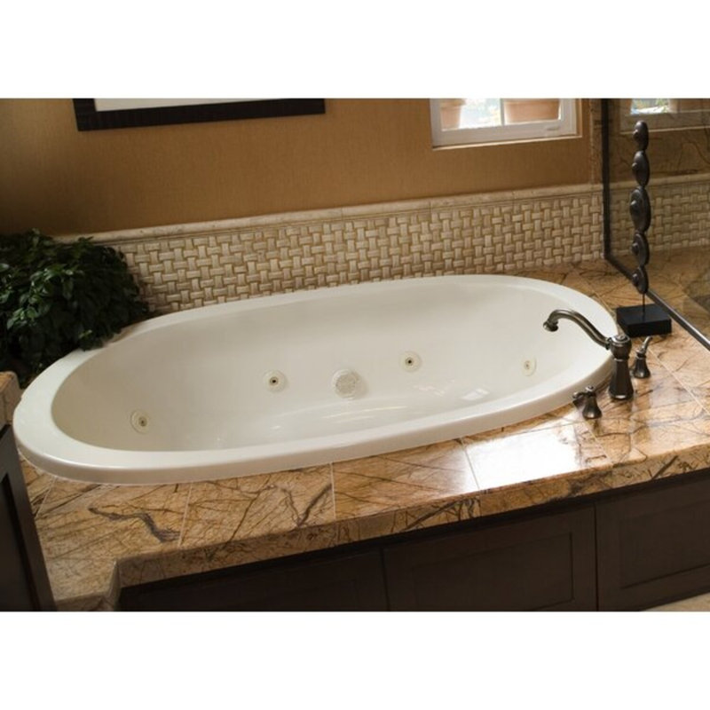 Galaxie 66'' x 38'' Drop-In Soaking Acrylic Bathtub, White, Matte Black