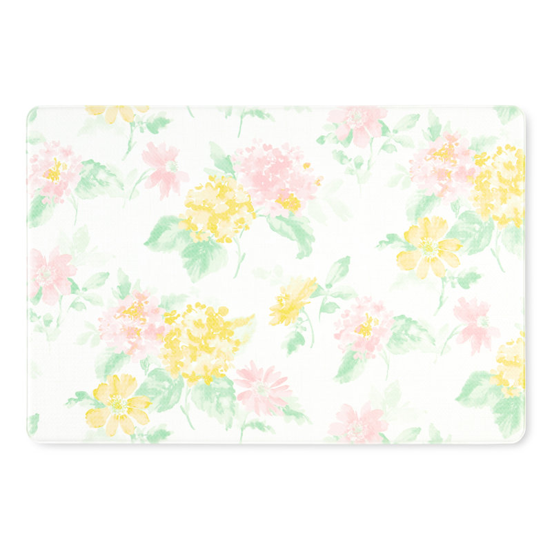 Petal Pink and Yellow Floral PVC Kitchen Mat, 20" x 30"