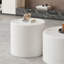 Table basse ronde - Plateau en verre trempé, similicuir, rangement caché - Blanc-129581380-129581379