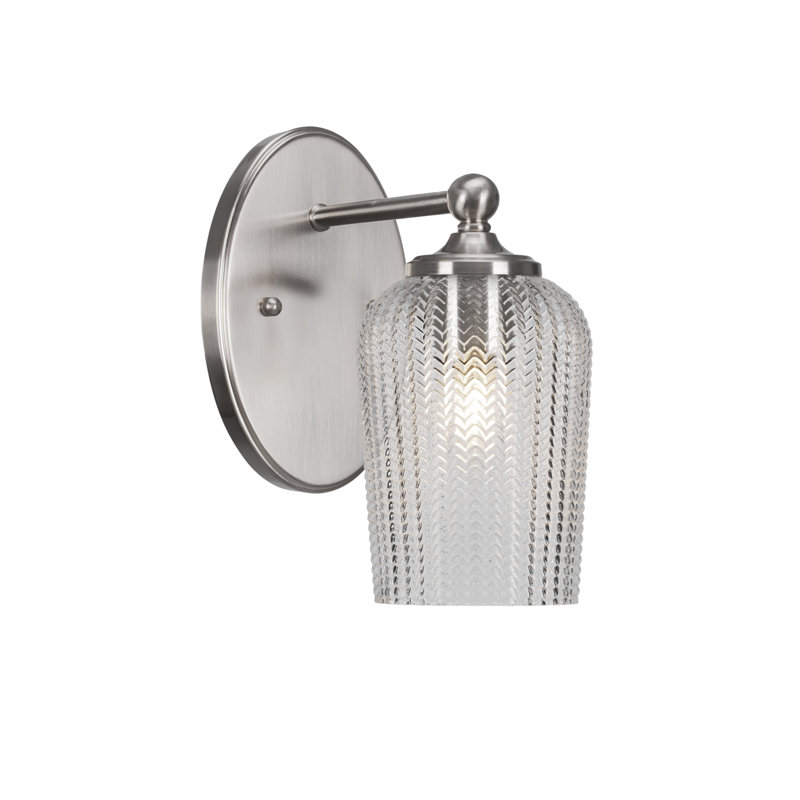 Applique murale Capri avec verre texturé de 5 po, Nickel brossé, Gris