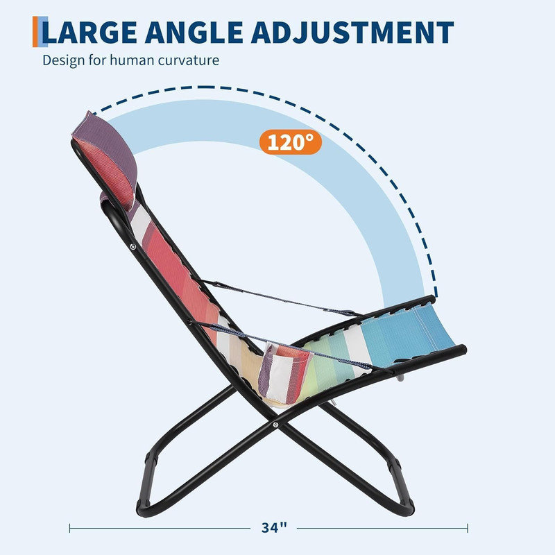 Folding Outdoor Lounge Chair with Cup Holder, Headrest