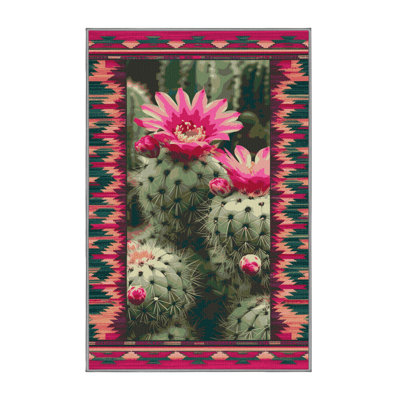 Washable Prickly Pear Southwestern Area Rug