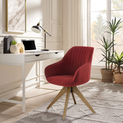 Brister 23" Blue Fabric And Natural Swivel Accent Arm Chair