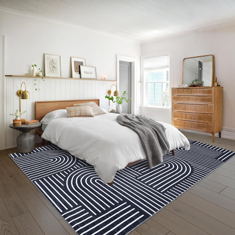 Rectangle Striped Area Rug, Blue, 120*170cm