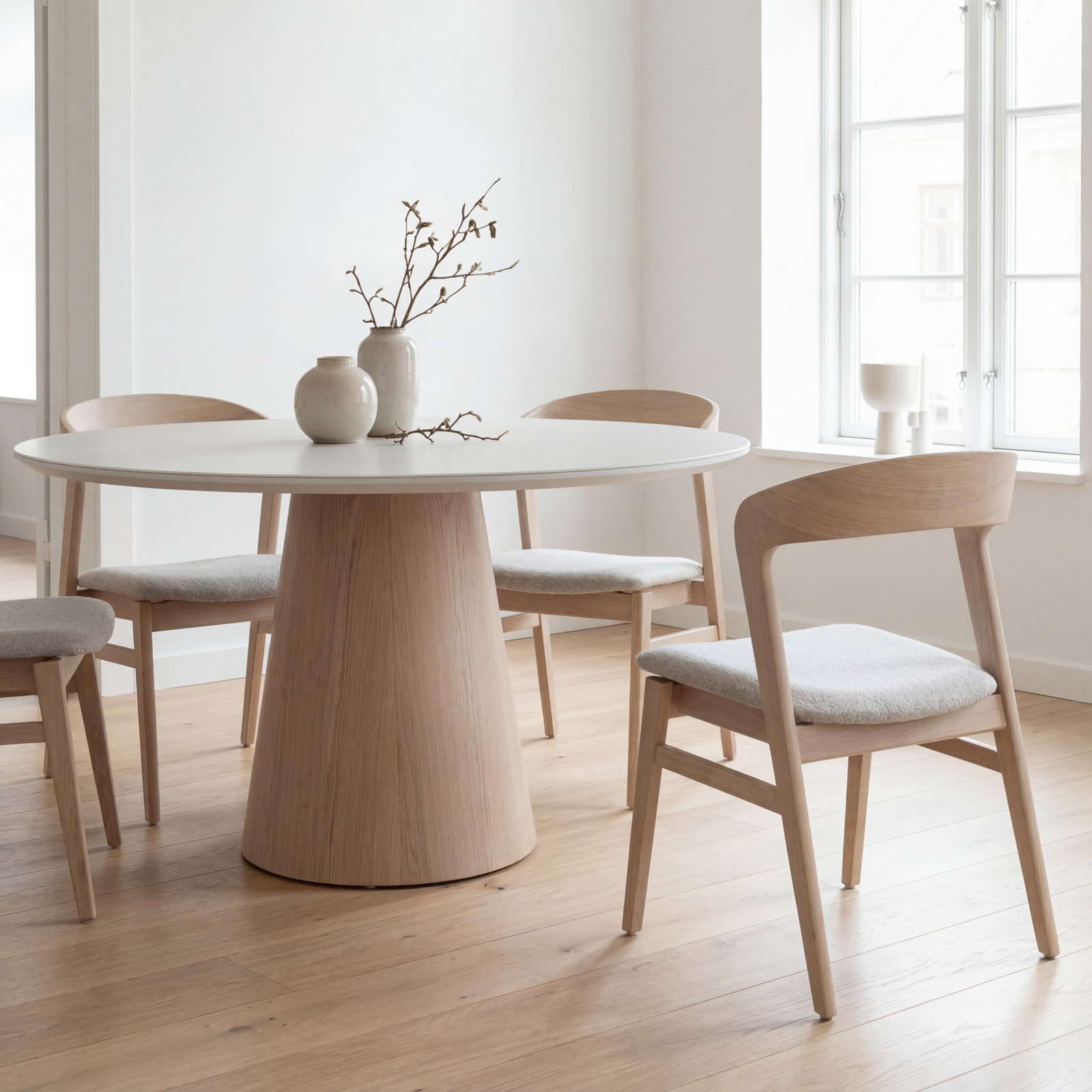 Burdon 47" Oak Dining Table, Off White/Nevoa