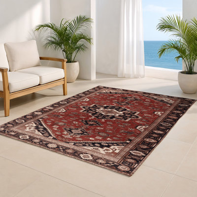 Tapis d'intérieur et d'extérieur brun Persian