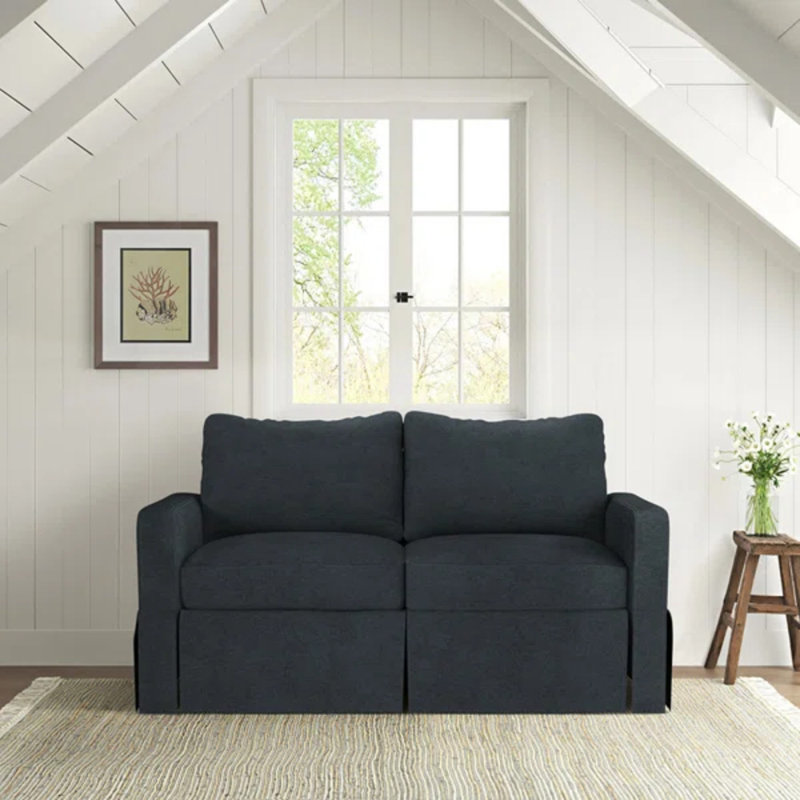 Besjana Upholstered 70'' Sofa, Dark Gray Linen, 33" x 58" x 32"